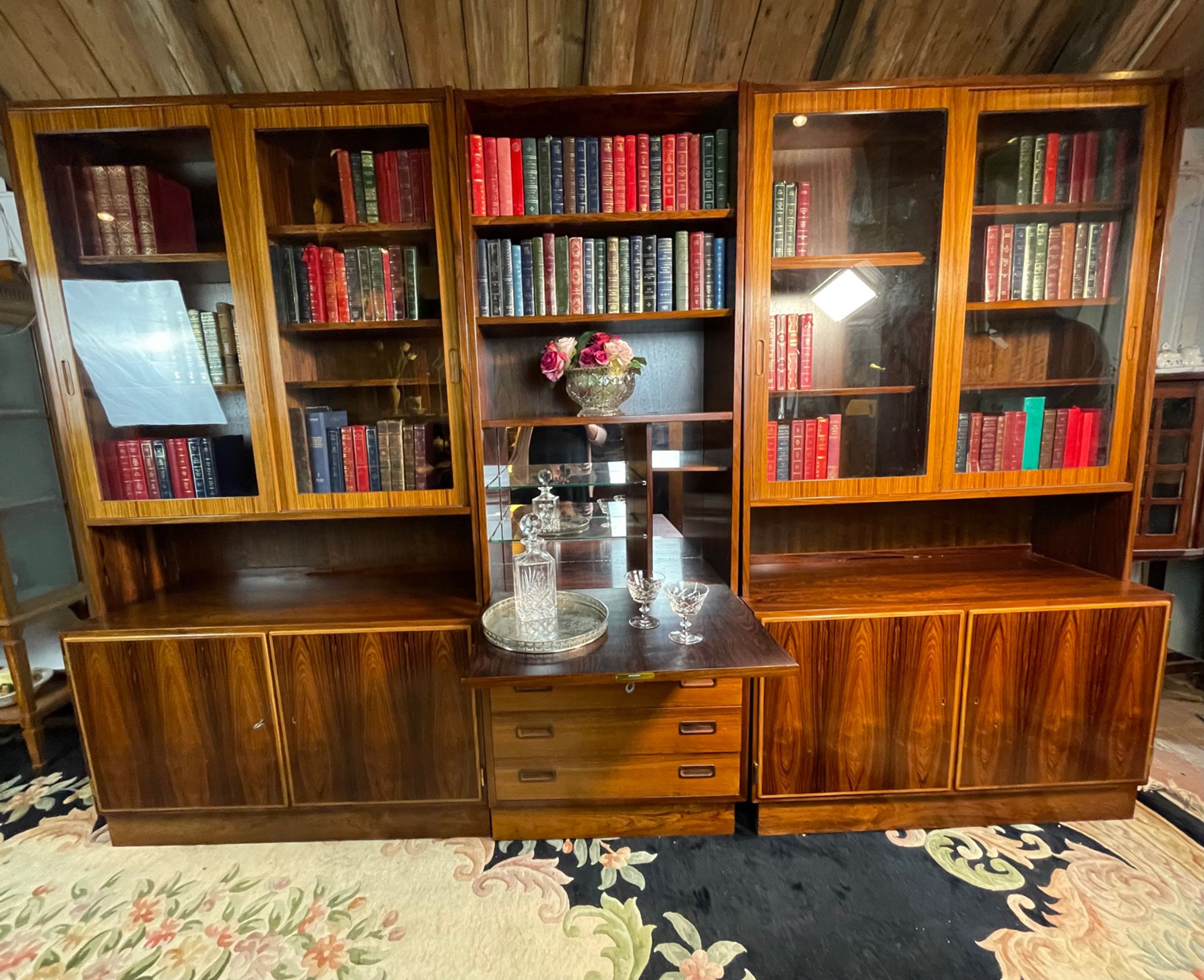 Mid century retro vintage wall unit bookcase danish design by poul hundevad rosewood 1950-1960