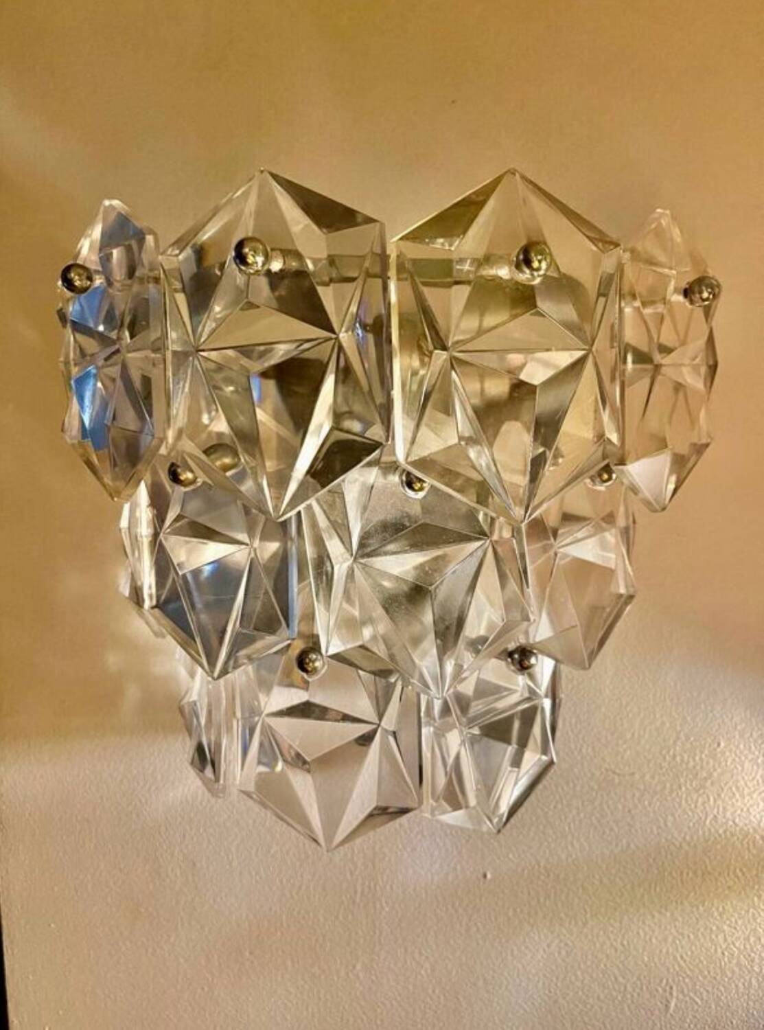 Kinkeldey applied crystal glass chrome structure, 1970s