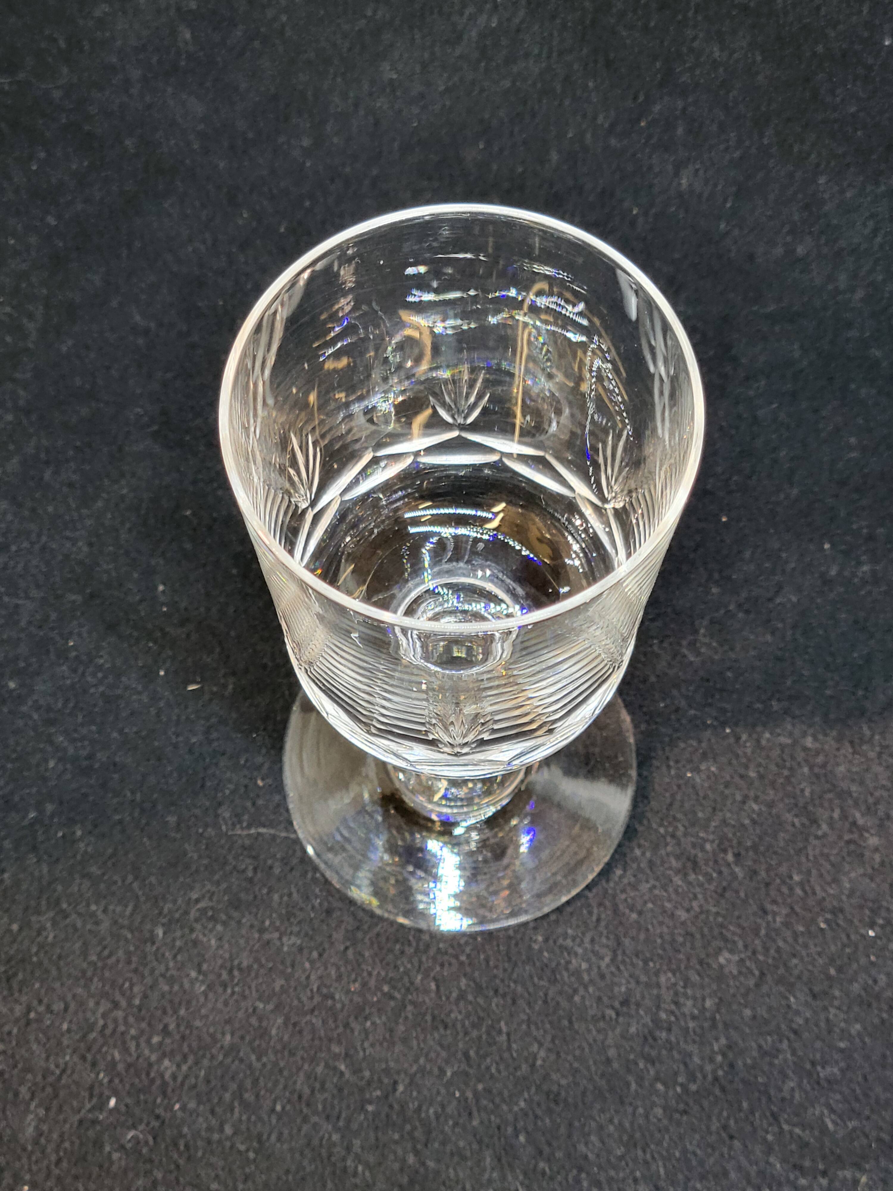 8 antique baccarat crystal wine glasses cut engraved 10742
