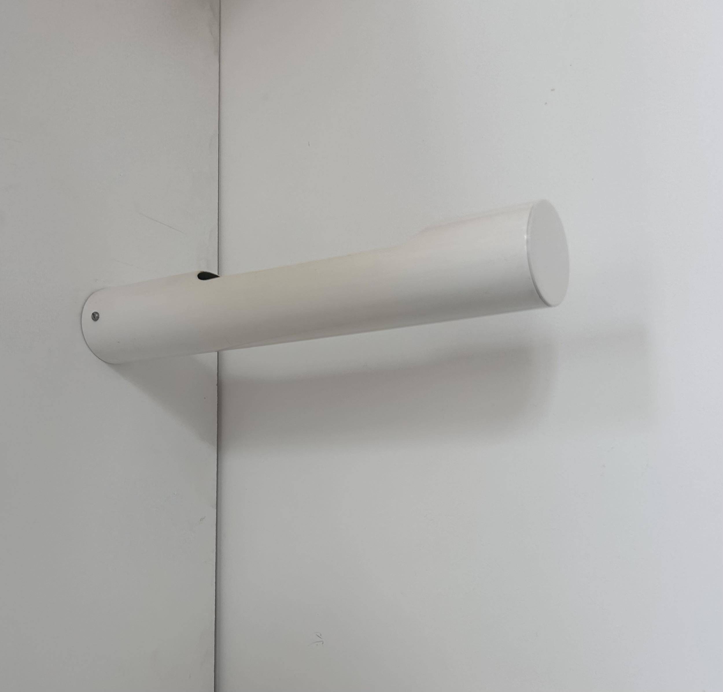 Vintage white lacquered metal tubular wall light, France 1970s