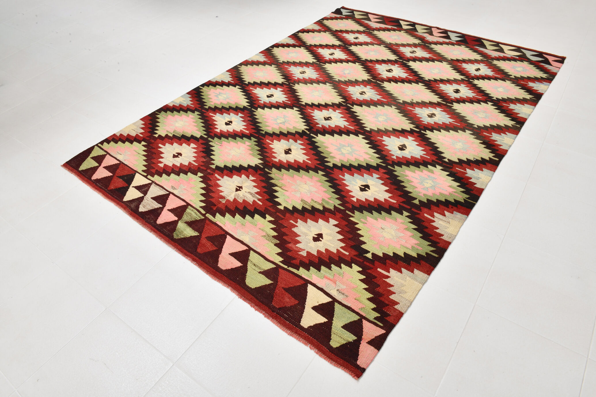 7x9 Modern Geometric Kilim Rug, 202x291Cm
