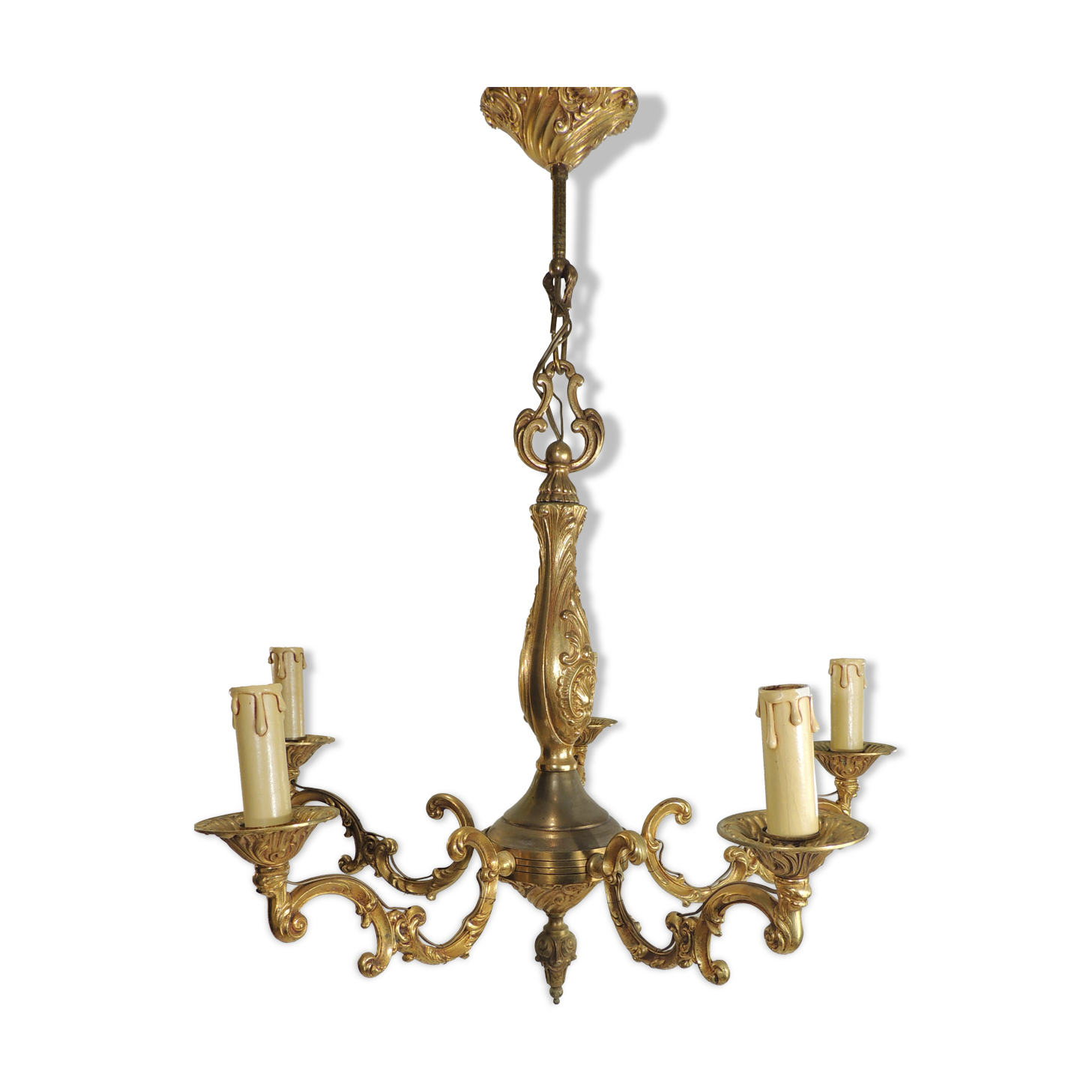 Bronze vintage five-pointed chandelier