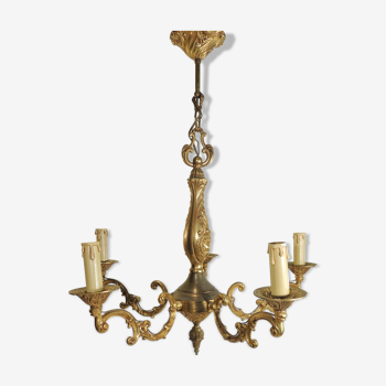 Bronze vintage five-pointed chandelier