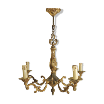 Bronze vintage five-pointed chandelier