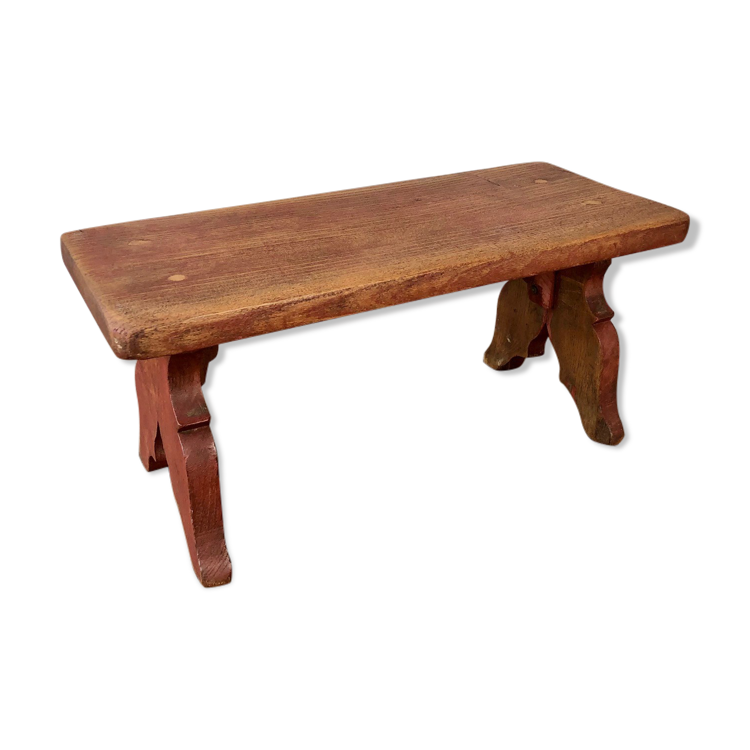 Red wooden footrest