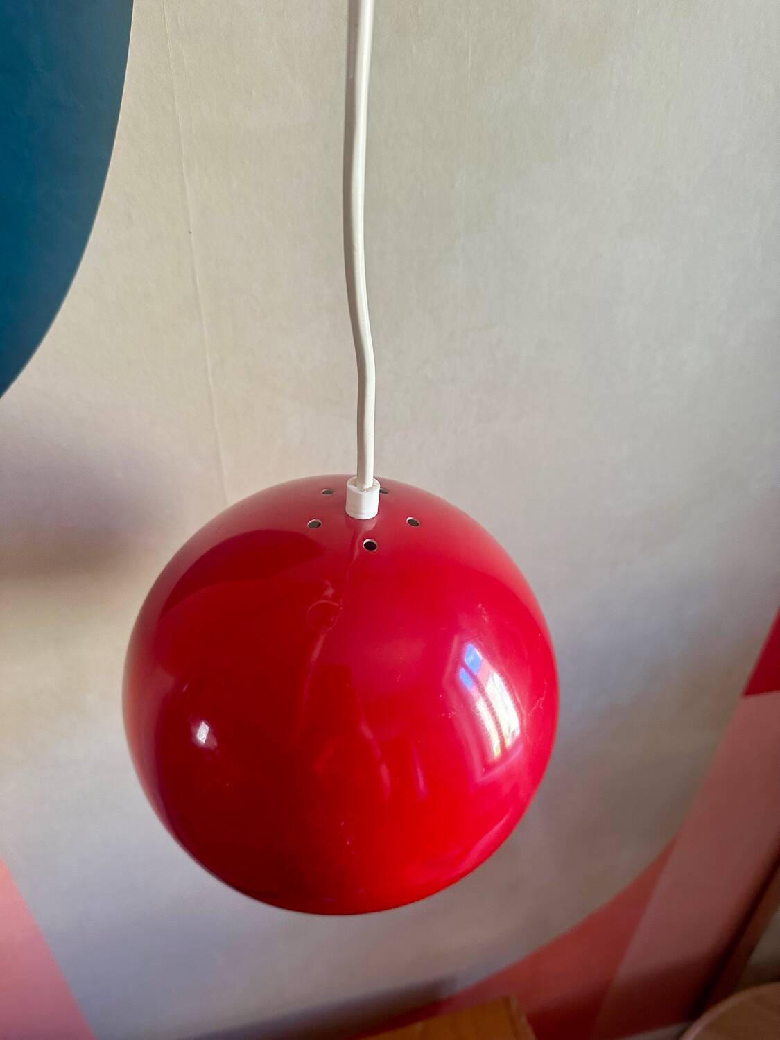 Vintage 70s red ball chandelier