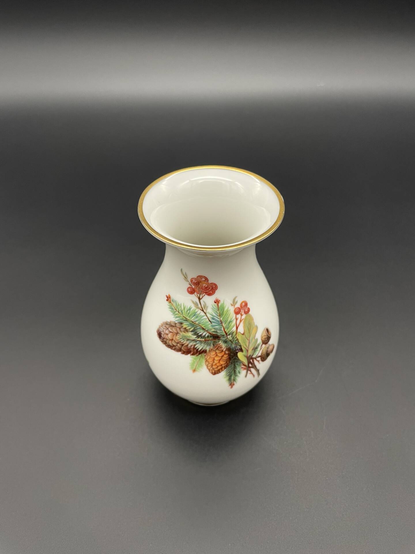 Small Rosenthal vase with pine cones and acorns, 1920s-30s.