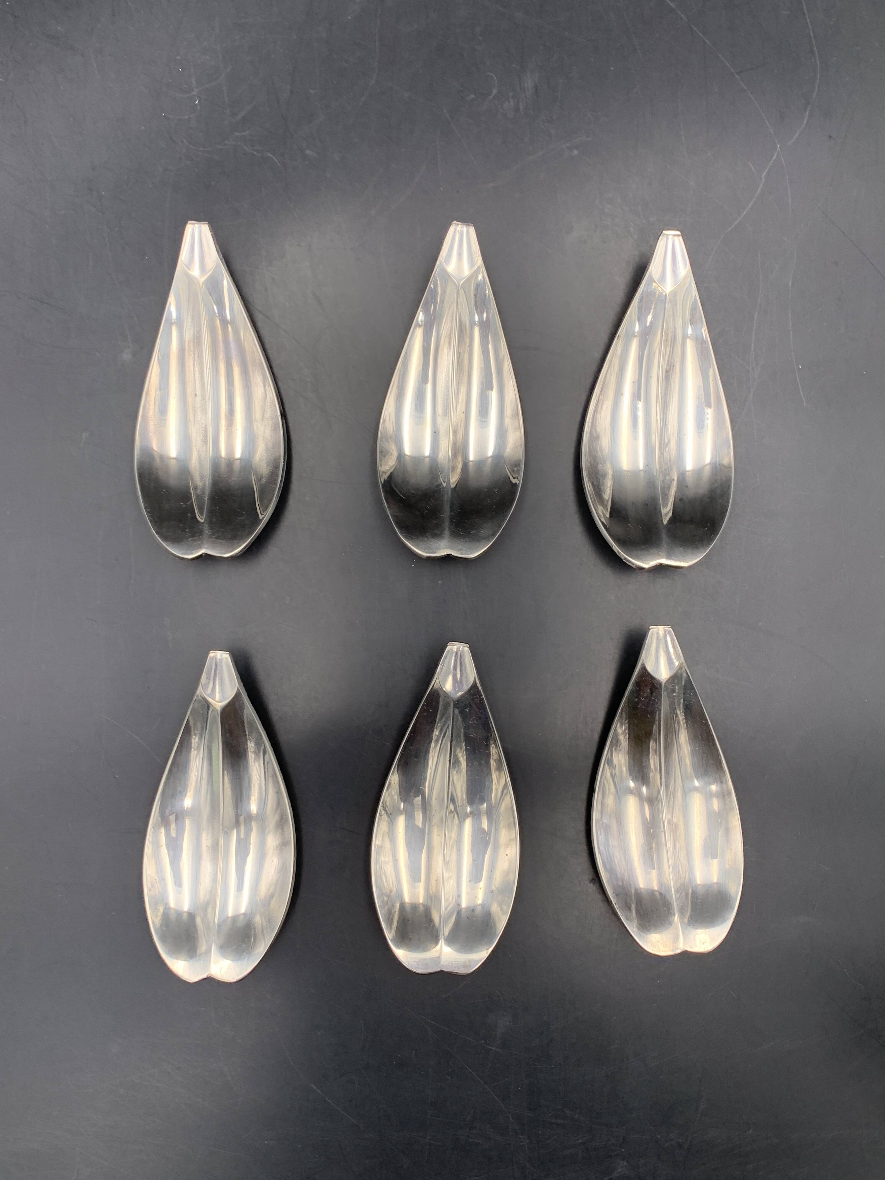 Fleuron - Christofle - Vintage caviar spoon display "Flower of Poseidon" in silver metal