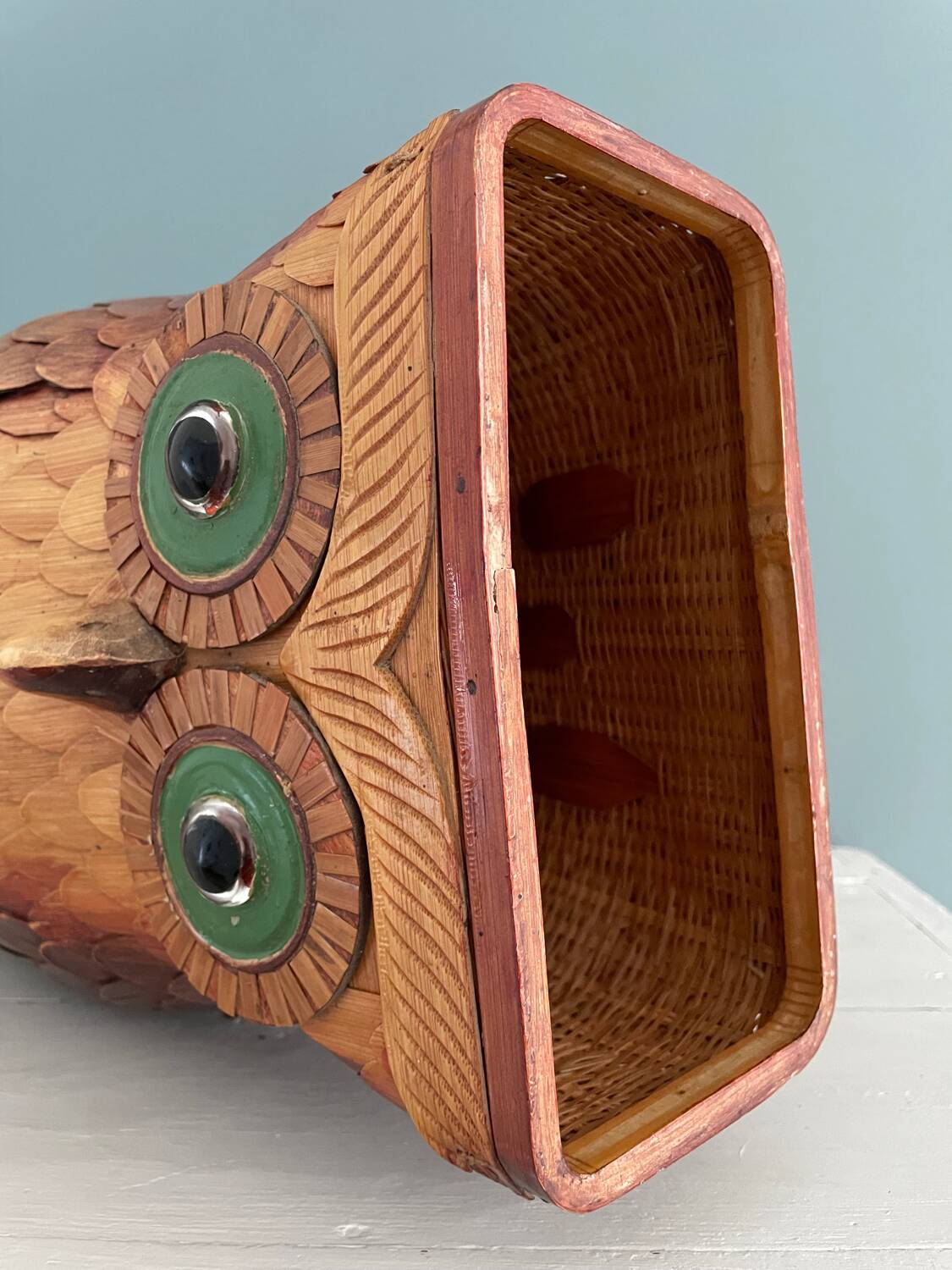 Vintage umbrella stand in the shape of an owl