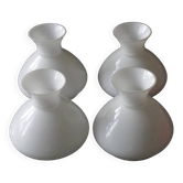 Set of 4 French Vintage White Opaline Glass Replacement Shade