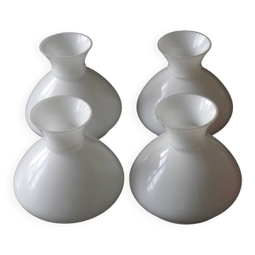 Set of 4 French Vintage White Opaline Glass Replacement Shade