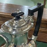 English coffee set in silver metal of the early twentieth century