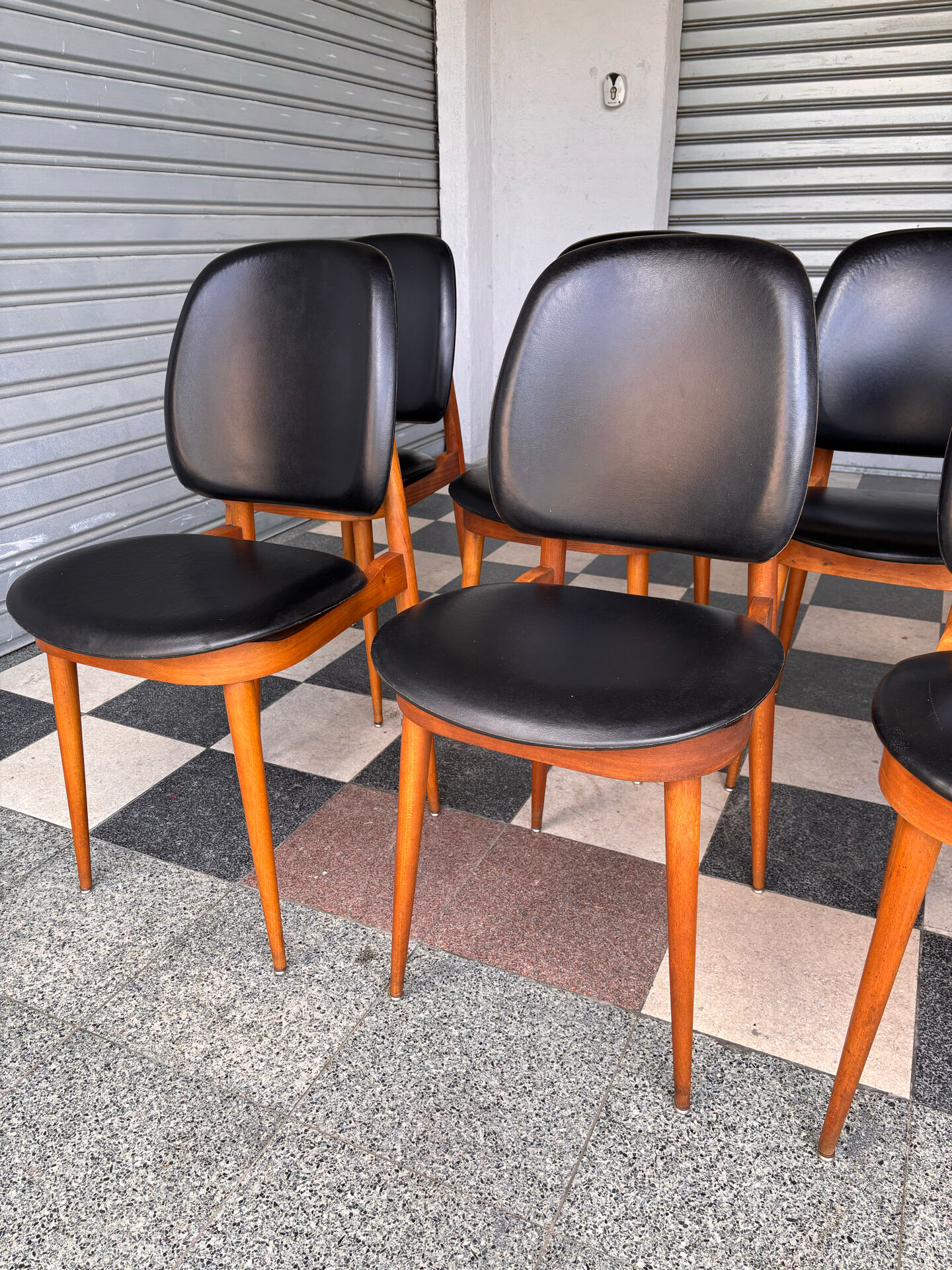 Set of 10 Pegase Baumann chairs