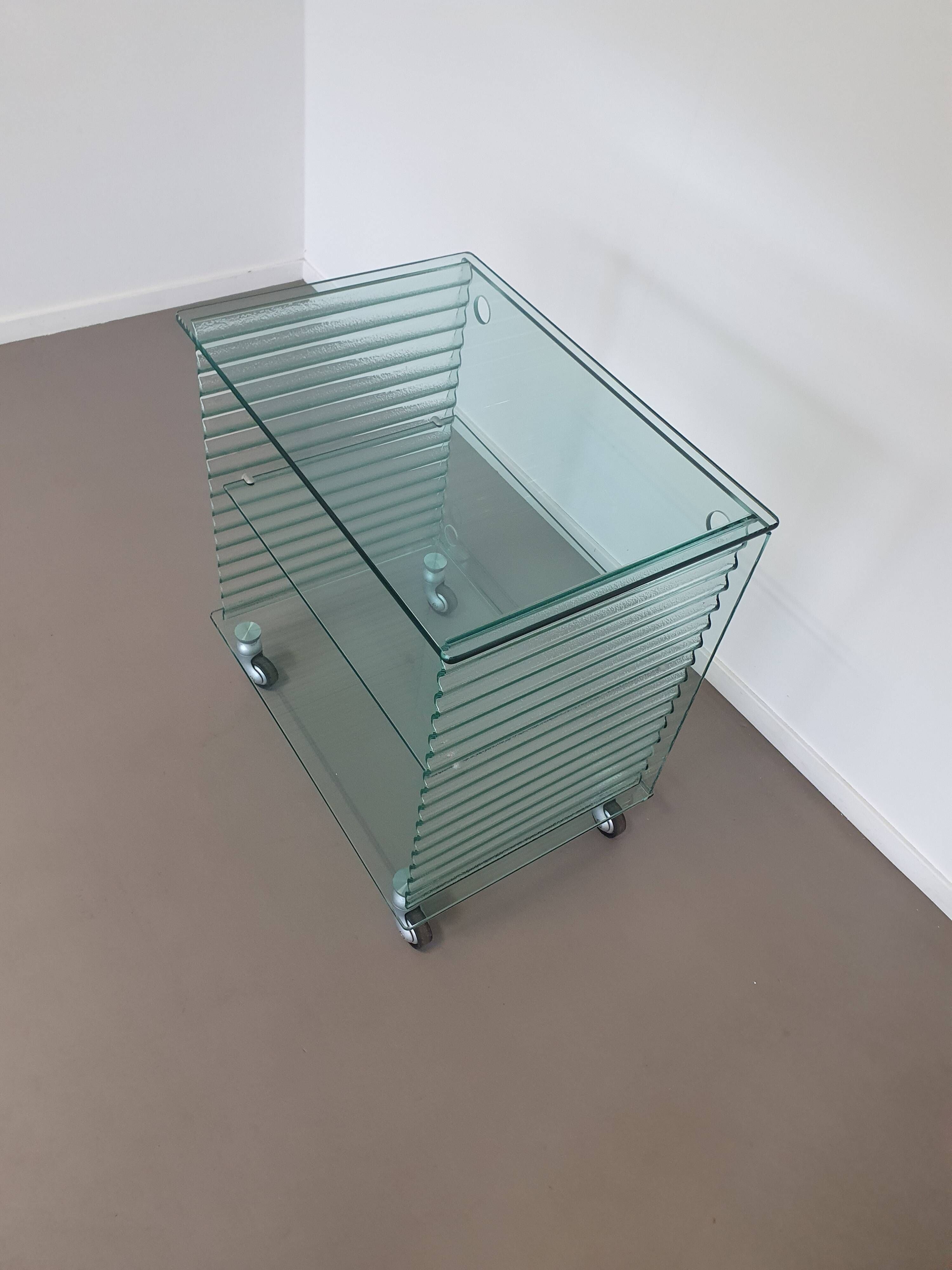 Onda Series Glass Media Cabinet by Ron Arad for Fiam, Italy, 1980