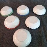 Set of 6 antique enameled copper bowls with Persian decoration