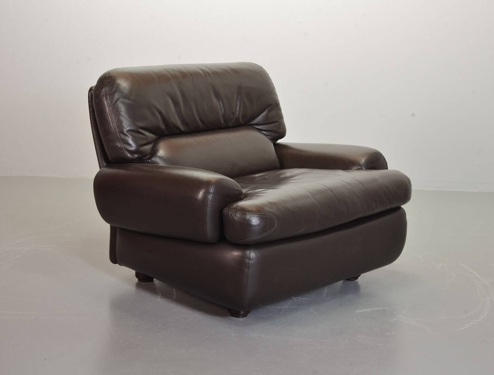 Comfortable Durlet Lounge Chairs in Chocolate Brown Leather, Set of Two 70s
