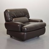 Comfortable Durlet Lounge Chairs in Chocolate Brown Leather, Set of Two 70s