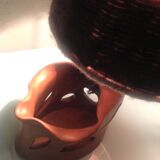 Ceramic lamp terracotta and lampshade wool 50/60