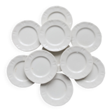 10 assiettes à dessert vintage en faïence ivoire au marli chantourné