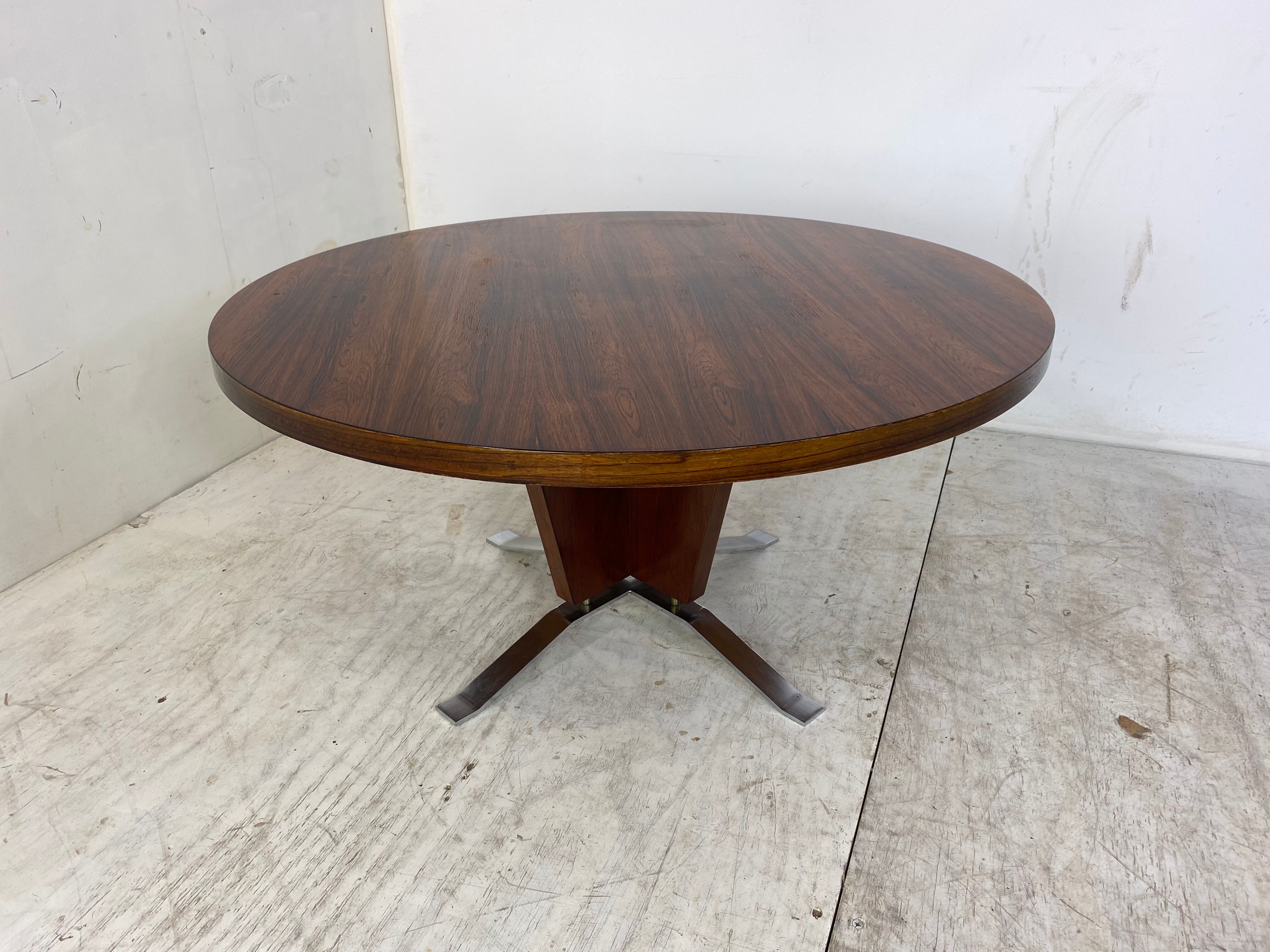 Table basse art déco moderniste en palissandre et acier chromé, années 1930