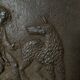 EIGHTEENTH CENTURY CAST IRON FIREPLACE PLATE REPRESENTING A WOMAN AND A WOLF