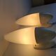 Pair of 1960s Czechoslovak Milk Glass and Bakelite Space Age Wall Sconces