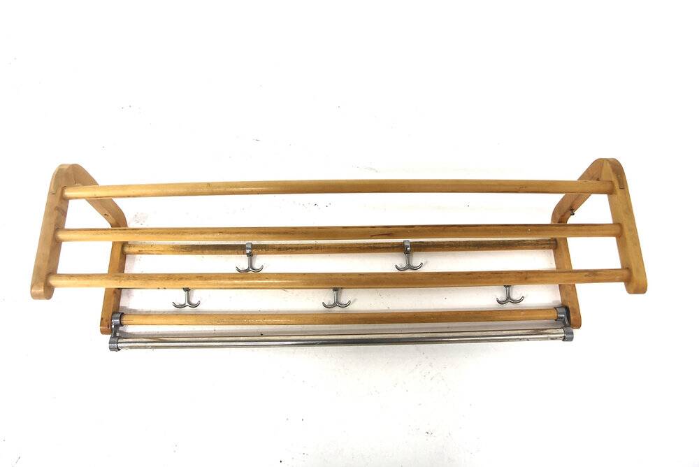 Scandinavian beech coat rack, Sweden, 1950