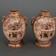 Pair of Banko Ware vases from China ceramic temple and pagoda decor