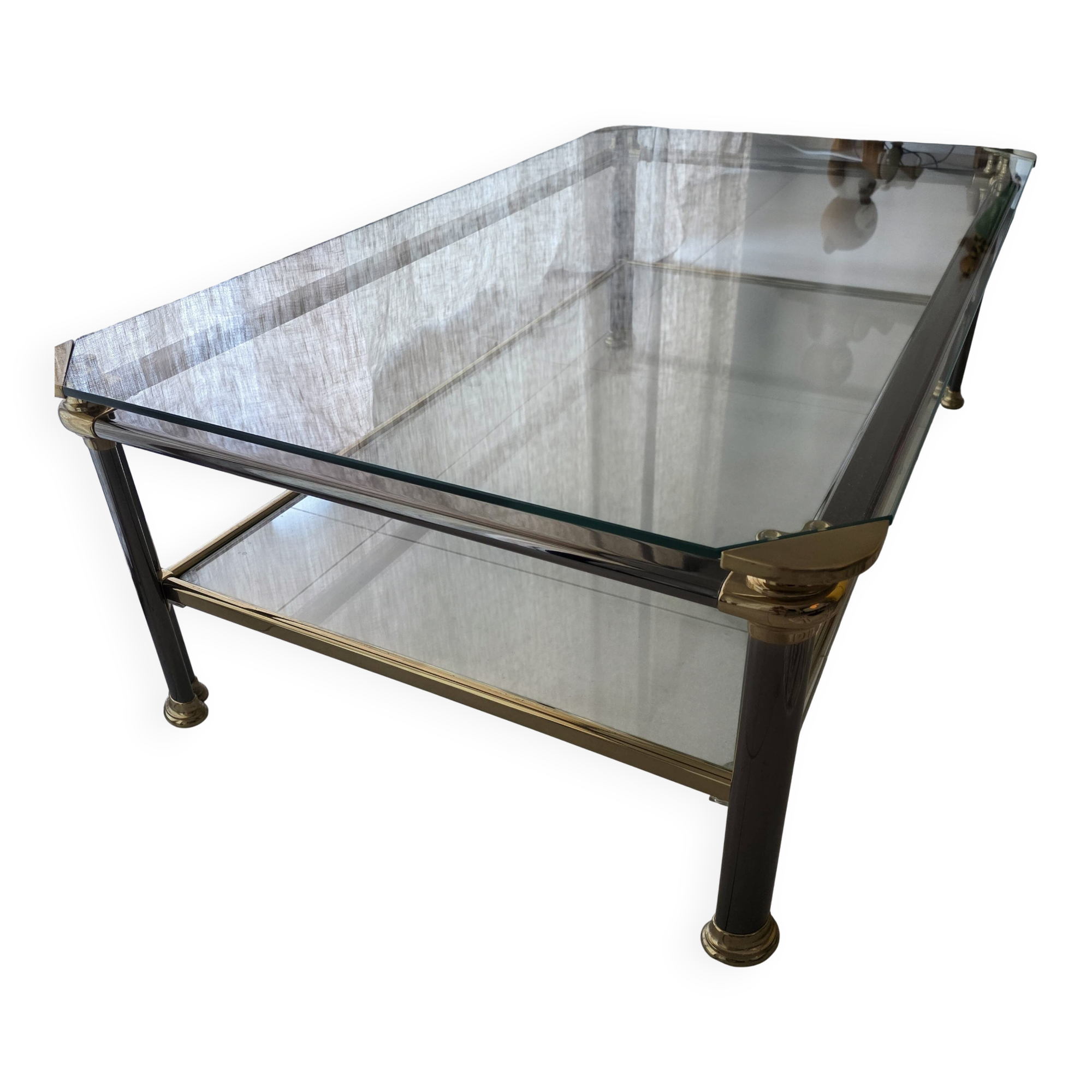 Italian coffee table Mara in brass and glass