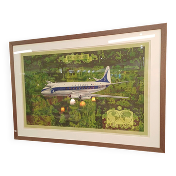 Vintage Air France poster Vickers Viscount aircraft