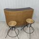 Vintage wicker bar and its two stools