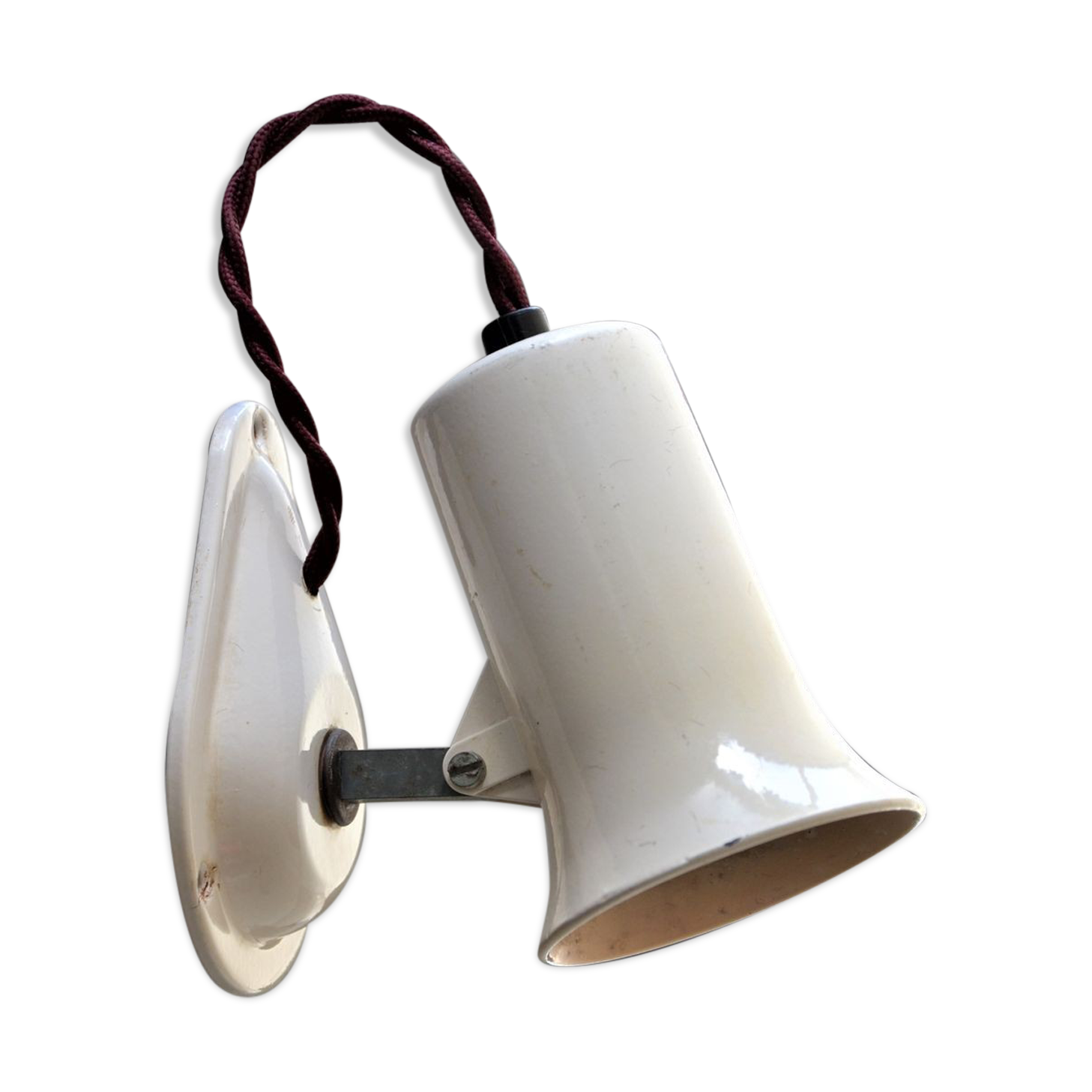 Vintage articulated metal spotlight - cream color -