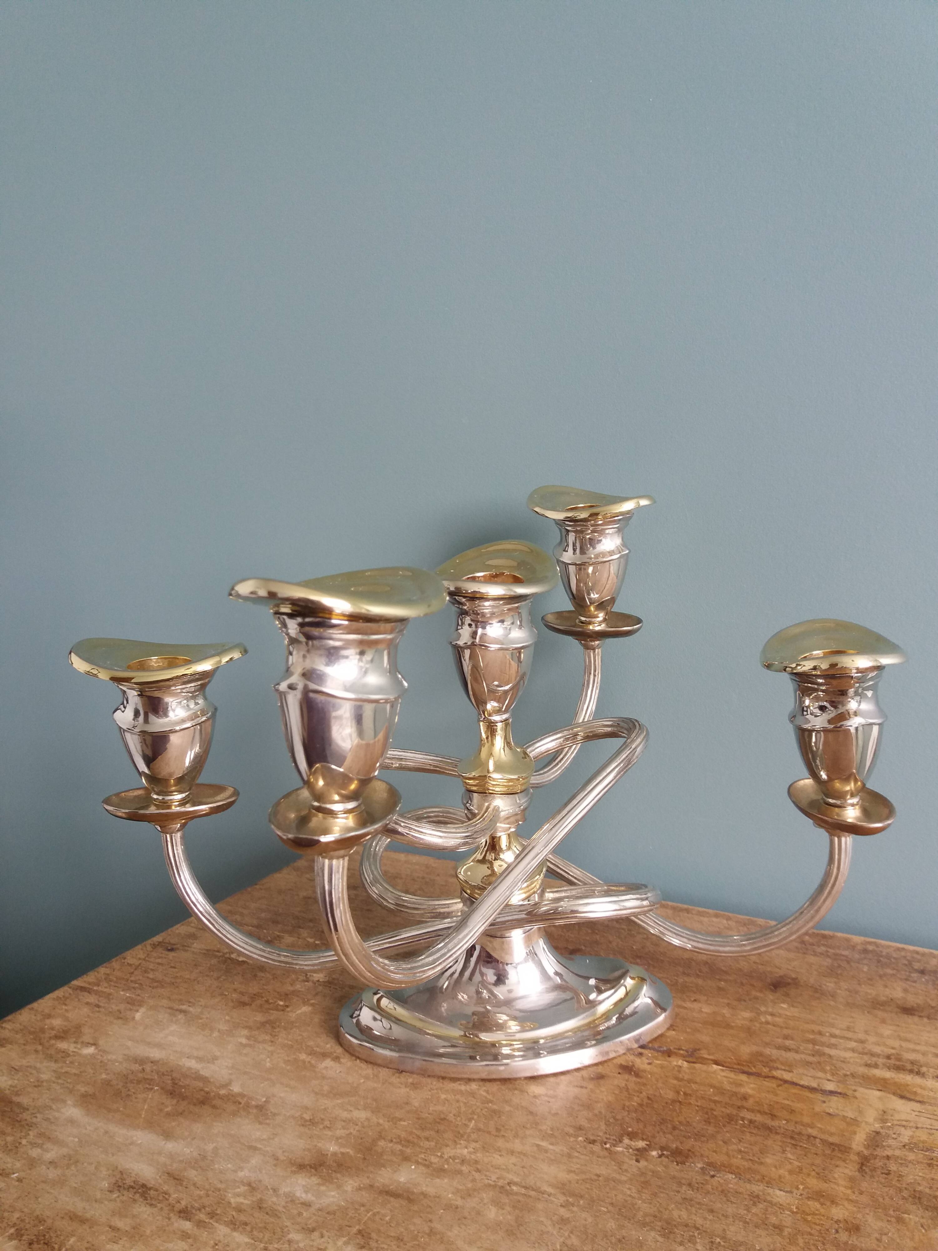 Medusa chandelier in silver and gold metal