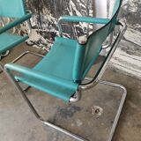 Pair of cantilever in leather and chrome 1970