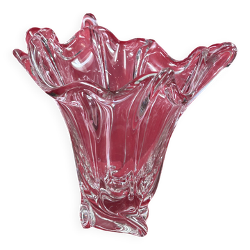 enormous corolla vase moulded glass Art Nouveau design mid-20th century 31 x 32 cm