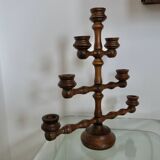 Large turned wooden candle holder, 1930s-40s