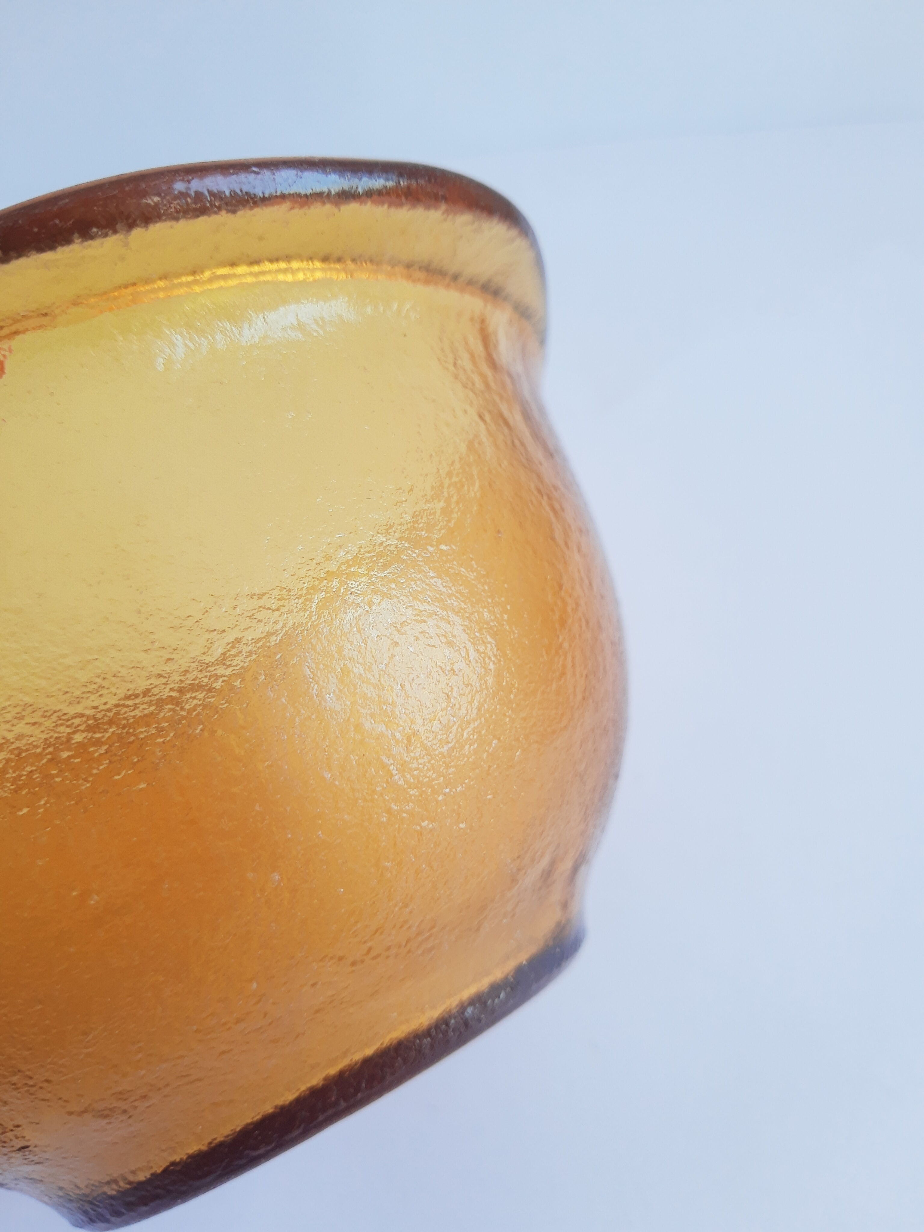 Amber eared bowl frosted old vintage lever