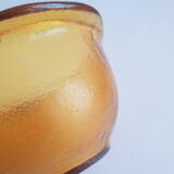 Amber eared bowl frosted old vintage lever