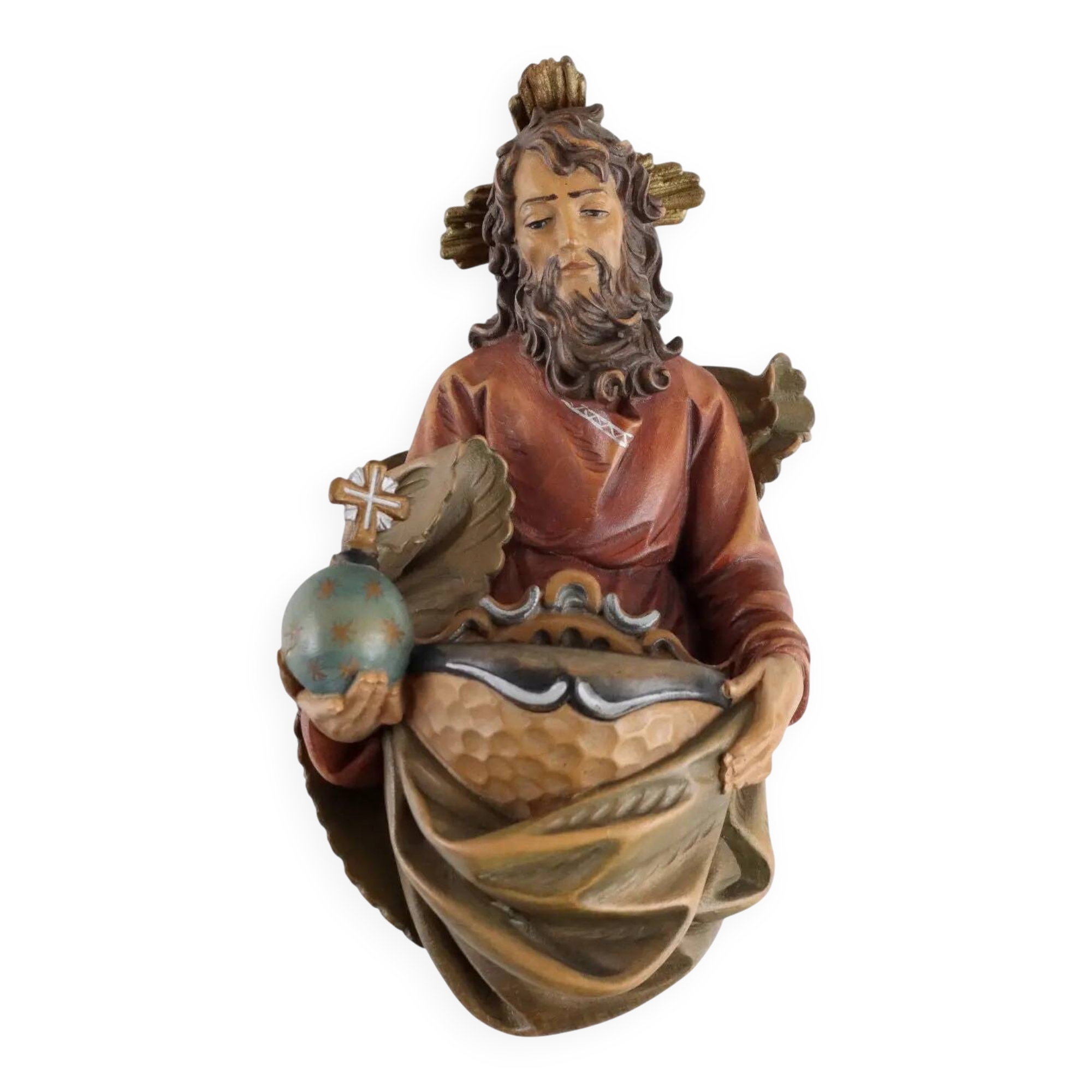 Antique holy water font with religious subject, Italy, 20th century.