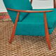 Turquoise armchair with folding footrest, 1960s