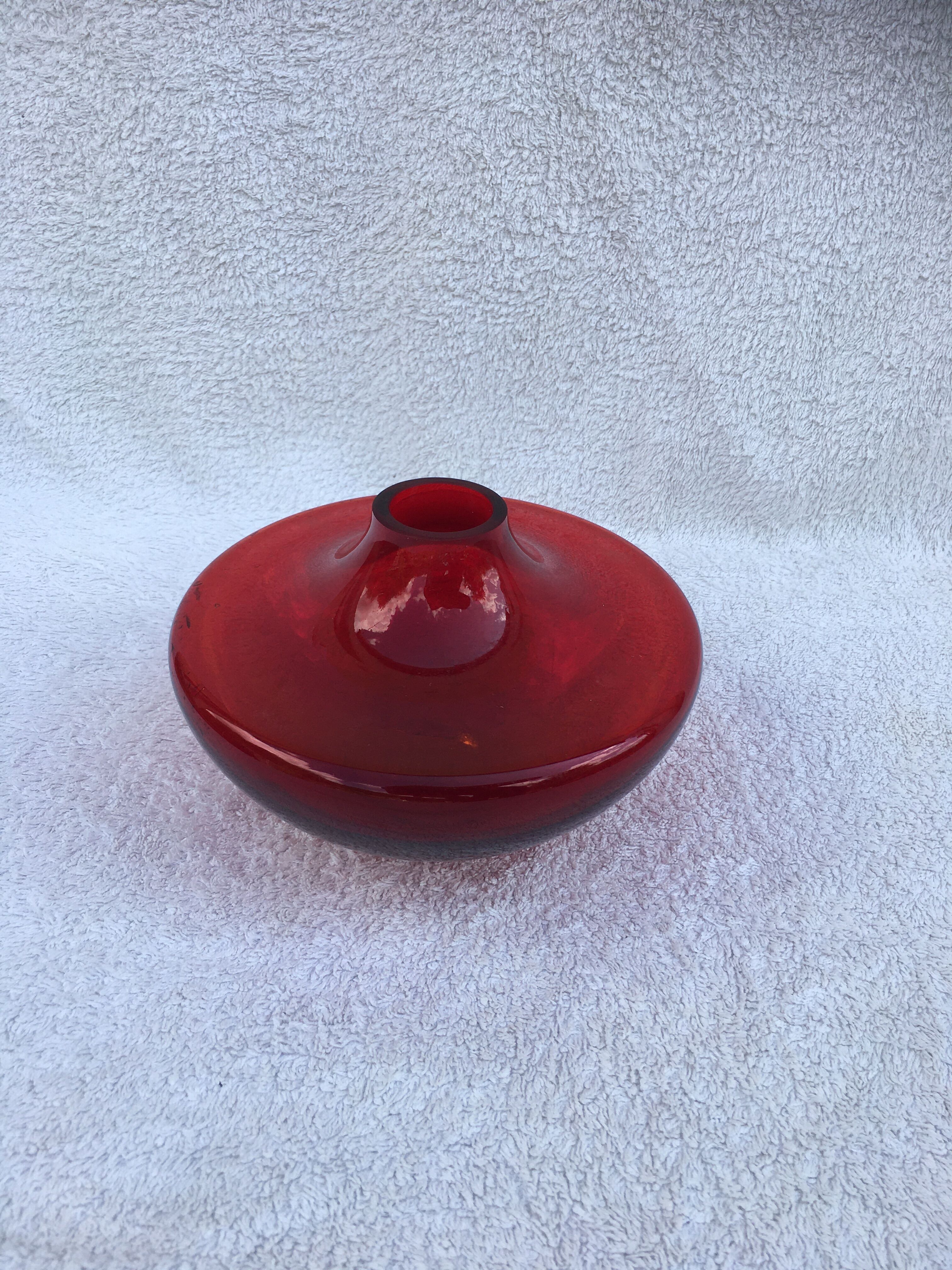 Vintage red glass vase