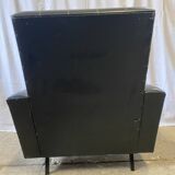Black skai armchair from the 50s and 60s