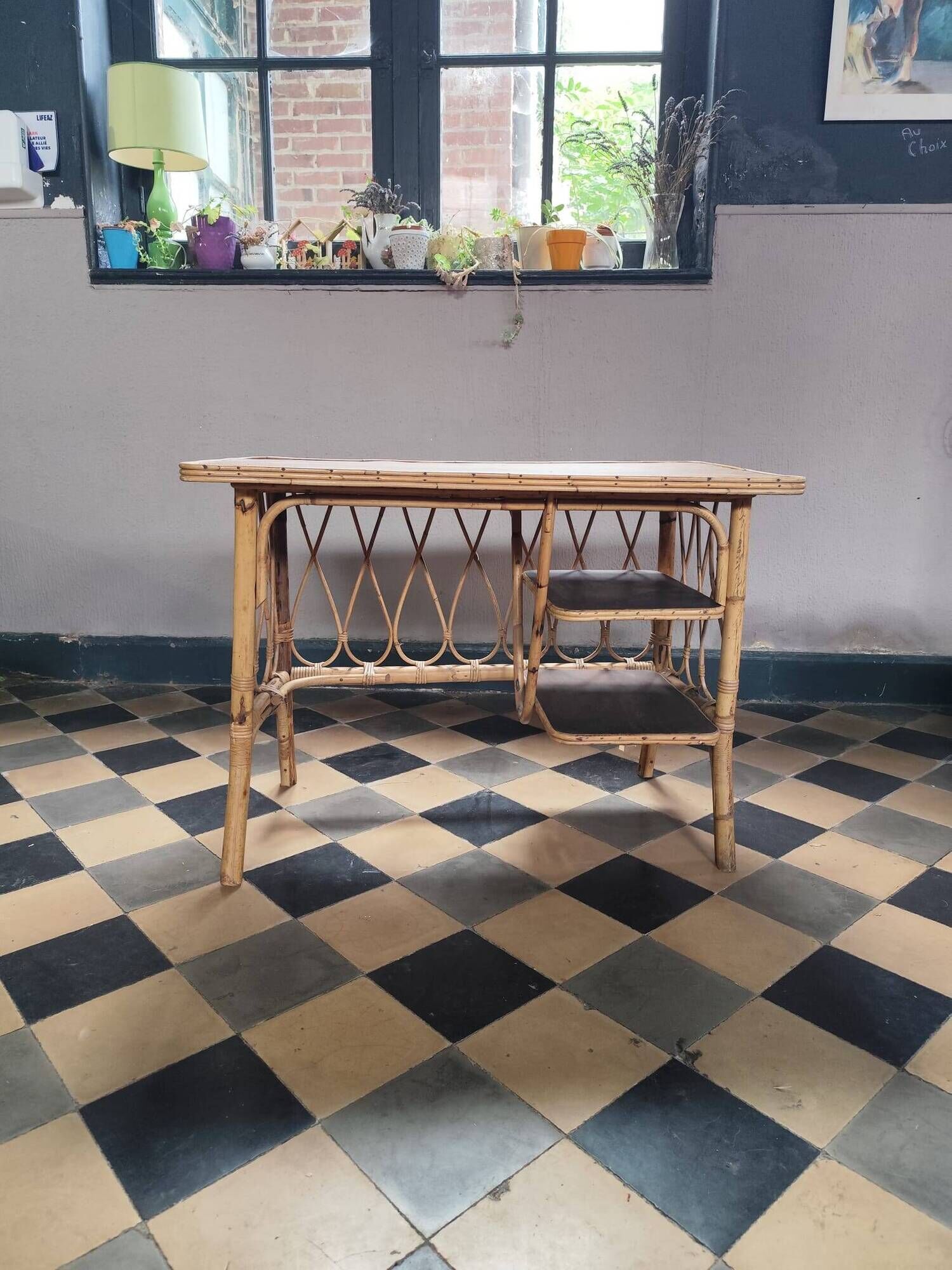 Rattan desk, 1950