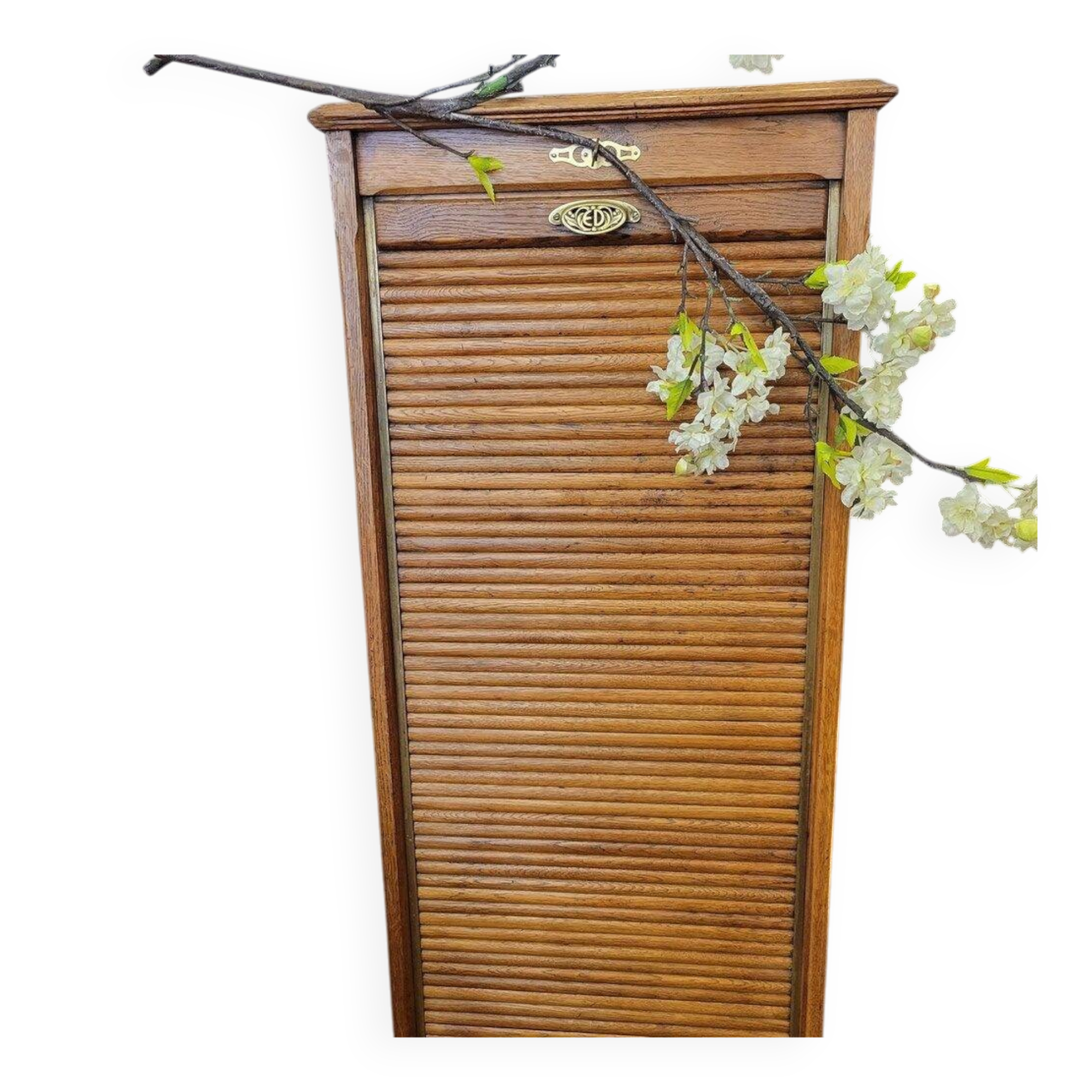 Filing cabinet with a curtain