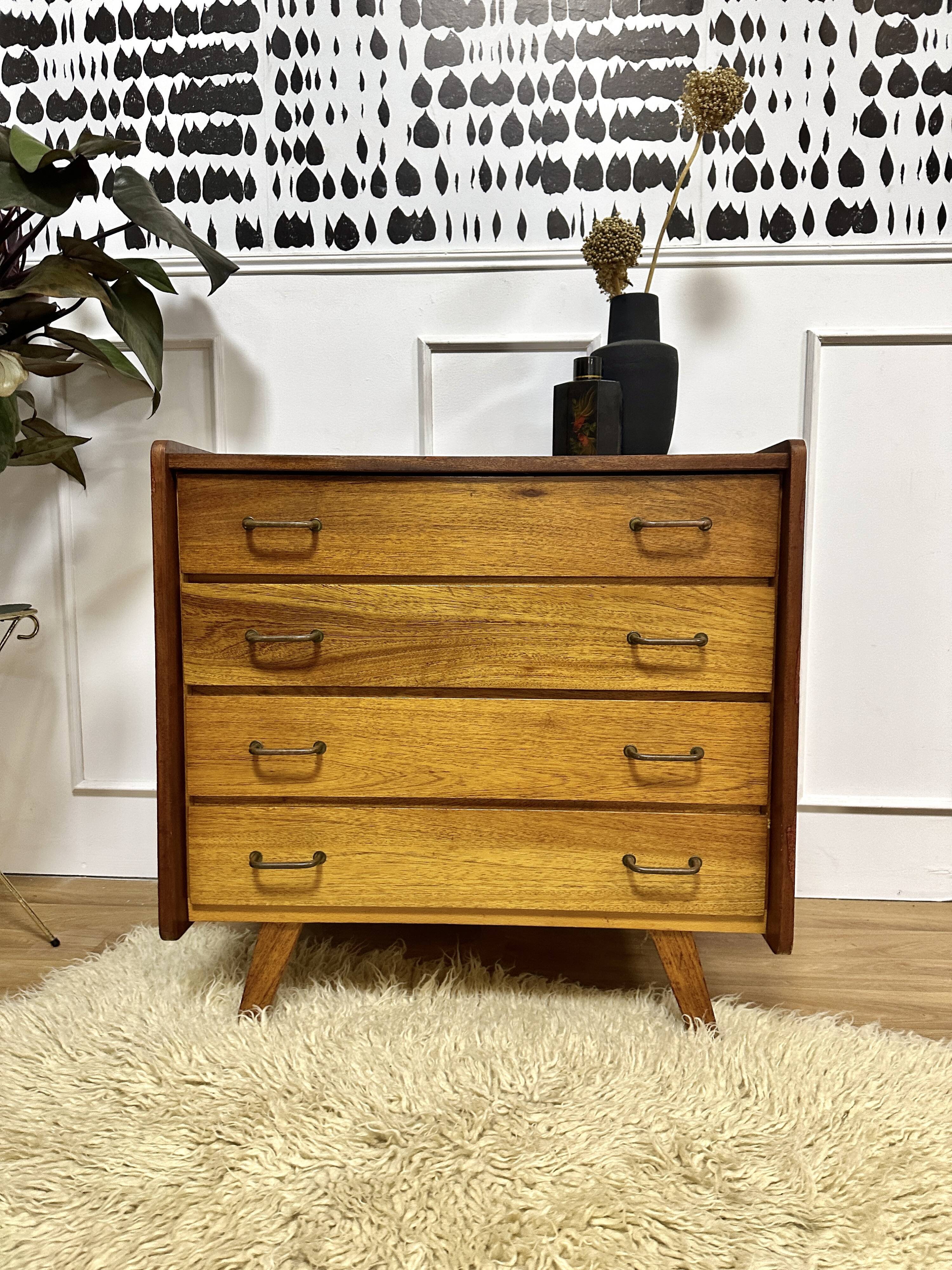 Vintage chest of drawers compass feet