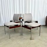 Set of 4 Thereca mid-century chairs in rosewood and chrome.