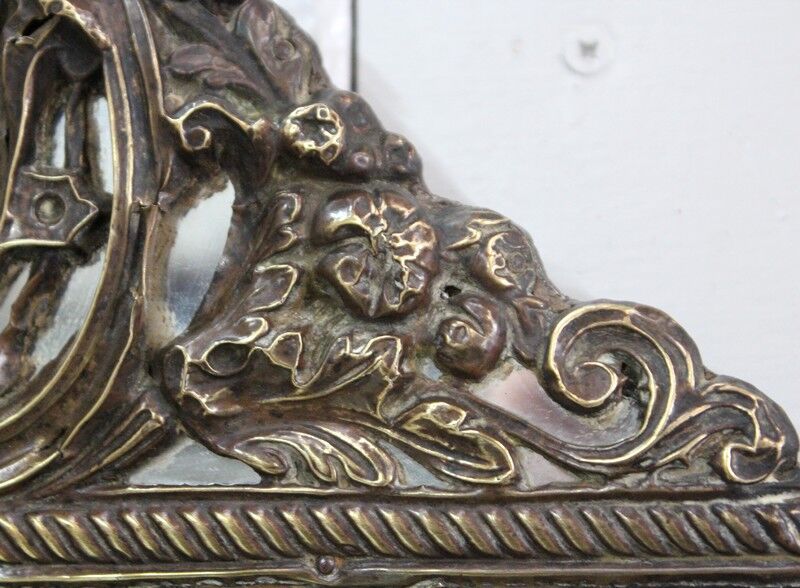 Mirror in repoussé brass, louis xiv style, napoleon iii era – xixth