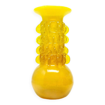 Vase de mariée, moderne du milieu du siècle, en verre jaune, conçu par J. Słuczan-Orkusz, Pologne, années 1970