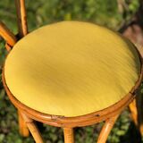 Coffee table & 2 vintage bamboo and rattan chairs 1950
