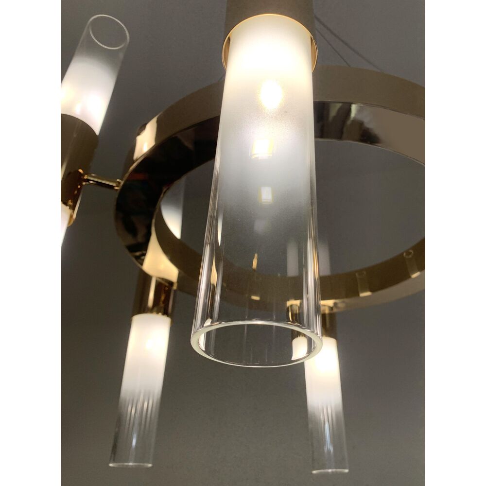 Glass and metal chandelier